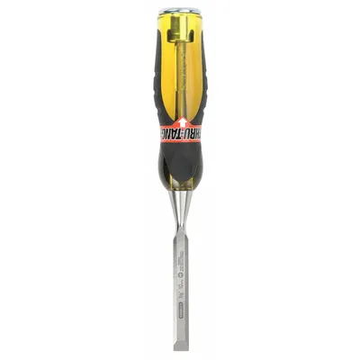 STANLEY Short Blade Chisel: Plastic, 9 in Overall Lg, 1/2 in Wd - Wood Chisels
