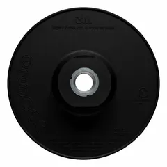 Hard density backing pad for standard fiber abrasive discs. 4-1/2 inch diameter with 5/8"-11 threaded hole for direct connection to compatible angle grinders. Provides rigid support for grinding, blending, and finishing applications on metal, wood, and composites.