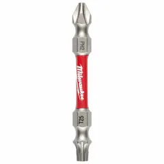 This impact-rated bit is designed for driving fasteners with power tools. It features a #2 bit size with a T25 tip, standard style, and hex shank. Made from alloy steel, it is suitable for heavy-duty fastening applications in construction and assembly.