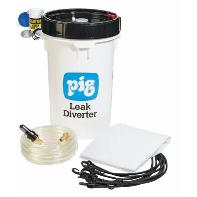 PIG Leak Diverter Tarp Kit: 5 ft Lg, 5 ft Wd, Straps Leak Diverter Mounting - Under the Ceiling Leak Diverters