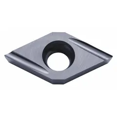 Diamond indexable turning insert for precision machining of non-ferrous materials. Used in turning, boring, and facing operations on aluminum, copper, and plastics. Provides sharp cutting edges and wear resistance for fine finishing applications.