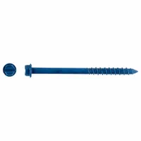 Steel hex-head screw anchor with self-threading tip for use in concrete, brick, or block. Removable design with external hex drive. Diameter 1/4 in, overall length 3 1/4 in. Pack of 100