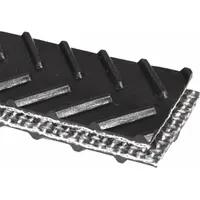 Cleated Multi-Ply Conveyor Belt: 8 in Belt Wd, 1/4 in Belt Thick, Cut to Lg (15 ft Min), Black, PVC (MPN 20104324-08)