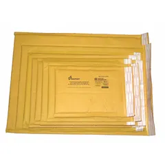 Paper bubble mailer in size #1 (7 1/4 in x 12 in), yellow color, sold in packs of 100. Designed for shipping small, fragile items such as electronics, jewelry, or documents. Does not include a tear strip.