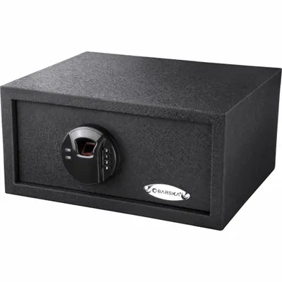 BARSKA Safe: Biometric Lock, 0.46 cu ft Capacity, Steel, 7 in H x 14 1/2 in W x 11 3/4 in D - Free-Standing Security Safes