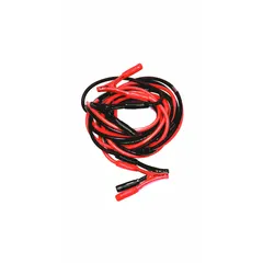 This heavy-duty clamp jumper cable features a 1 AWG wire gauge and standard jaws, rated for 600 A maximum current. The 25 ft cable has a red/black jacket with built-in positive and negative identification. Suitable for jump-starting vehicles and equipment with 12V or 24V electrical systems.