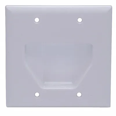 MONOPRICE Audio/Video Wall Plate: White, 2 Gang, 6 Port, Recessed Module, Plastic - Cable-Managing Wall Plates