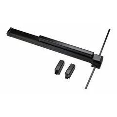 Surface vertical rod exit device with touchbar for doors up to 3 ft wide. Bronze construction. Provides egress actuation for commercial and industrial applications requiring panic hardware.