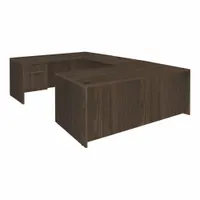 REGENCY Desk: Particle Board, Walnut, 1 Pedestals, 2 Drawers, 71 in Overall Wd, 29 in Overall Ht (MPN LUDSP7135NW)