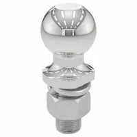 Steel hitch ball with chrome finish, 2 in diameter, rated for 7,500 lb gross vehicle weight. Suitable for towing trailers with Class III or IV hitches, such as boat trailers, utility trailers, and campers