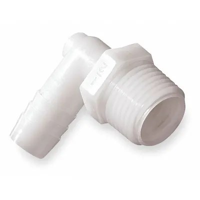 ELDON JAMES Barbed Fitting Elbow: 5/16 in Pipe x 1/16 in ID size, UNF x Barbed, Polypropylene - Standard Polypropylene Barbed Tube Fittings