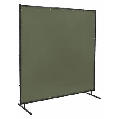STEINER Welding Screen: Cotton Duck, 8 ft Ht, 8 ft Wd, Olive Green, 3/4 in Frame - Standard Welding Screens