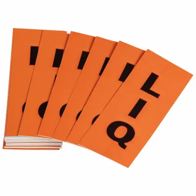 BRADY Pipe Marker Label Kit: LIQ, Orange, Black, Fits 8 in and Larger Pipe O.D. - Brady Pipe Marking Labeling Kit Replenishment Labels