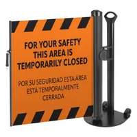 Single Mobile Stand: 38 in Post Ht, 11 1/2 ft Belt Lg, Orange, 1 No. of Posts, Message (MPN ZP+SPP-O-IH)