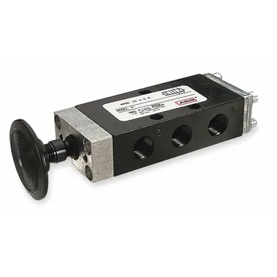 ARO Manual Air Control Valve: E, Four-Way / Two-Position, Button, Black - ARO E Series Manual Air Control Valves