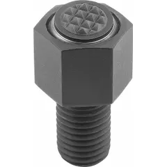 Threaded gripper with a serrated carbide-tipped steel pad for secure workpiece clamping in industrial fixturing. The M20 thread and 60 mm thread length allow integration into jigs and fixtures. The 20 mm pad diameter provides a firm grip on metal, plastic, or composite parts during machining, assembly, or inspection.