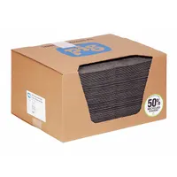 PIG Sorbent Pad: 22 1/2 oz Volume Absorbed Per Pad, 20 in x 15 in Pad Size (L x W), Gray, 100 PK (MPN MAT154)