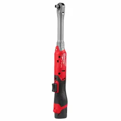 This cordless ratchet from the M12™ line delivers up to 70 ft-lb of fastening torque at a no-load speed of 400 RPM. It features a brushless motor and a ball detent mechanism for secure socket retention. Suitable for fastening and loosening bolts in confined spaces common in automotive and industrial maintenance tasks.