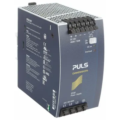 PULS DC Power Supply: DIN Rail, 480 W Output Power - Rated, 20 A Current - Output - DIN Rail Mount DC Power Supplies