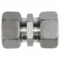 BRENNAN INDUSTRIES Compression Fitting Adapter: 10 mm OD x 10 mm OD size, Compression x Compression (MPN D2403-L10-L10-SS)