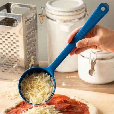 CARLISLE Portion Control Spoon: 8 oz Capacity, Acetal, Solid, Blue, 13 3/8 in Overall Lg - Portion Control Spoons