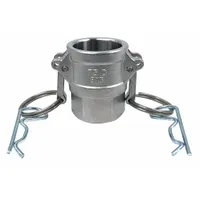 This Type D cam and groove coupling features a 316 stainless steel body and a nitrile gasket. It has a 3/4"-14 FNPT thread and a 2 1/64 in overall length. The locking arm ensures a secure connection. Used for transferring liquids, powders, or gases in industrial hose and pipe systems