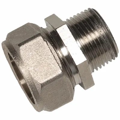 RAPIDAIR Compression Fitting Adapter: 1 in OD 3/4 in Pipe Fitting Size, Compression x MNPT - Compressed Air System Brass Compression Tube Fittings