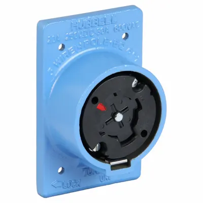 HUBBELL Locking Receptacle: Non-NEMA, Blue, 250V DC/600V AC, 20 A_30 A Current Rating - General Purpose Receptacles