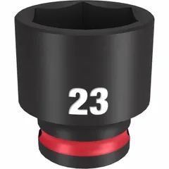 This 3/8" drive impact socket features a 23 mm metric, 6-point design for use with impact tools. The black phosphate finish provides corrosion resistance. Suitable for fastening and loosening metric hex fasteners in heavy-duty applications such as automotive repair and industrial maintenance.