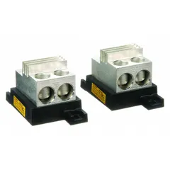 This BUSSMANN fuse block is a 1-pole, 600 V AC open-design unit with bolt-down mounting for semiconductor fuses. It provides secure installation in control panels and is used in industrial power distribution and motor control circuits requiring high-voltage AC isolation.