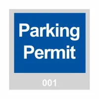 Parking Permit: Parking Permit, 3 in Overall Wd, Vinyl, Blue, 3 in Card Ht, 100 PK (MPN 95199)