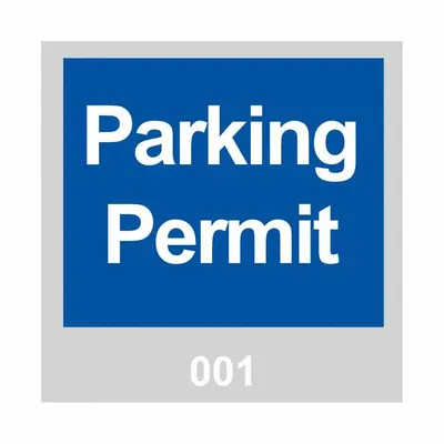 BRADY Parking Permit: Parking Permit, 3 in Overall Wd, Vinyl, Blue, 3 in Card Ht - Parking Hangers