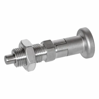 JW WINCO Indexing Plunger: Locking, 316 SS, M8x1 Thread - Locking Pull-Knob Indexing Plungers with Jam Nut
