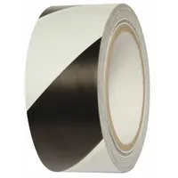 Floor Marking Tape: Gen Purpose, Striped, Black/White, 2 in x 54 ft, 5.5 mil Tape Thick, INCOM (MPN VHT212)