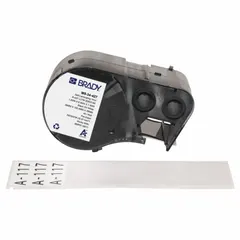Wraparound Label: 6 in x 1 1/2 in, Vinyl, White (Matte), For 0.64 in to 1.43 in Wire Dia (MPN M5-34-427). Key specifications — Printer Series Compatibility: BMP53; Recommended Ribbon: R4300.