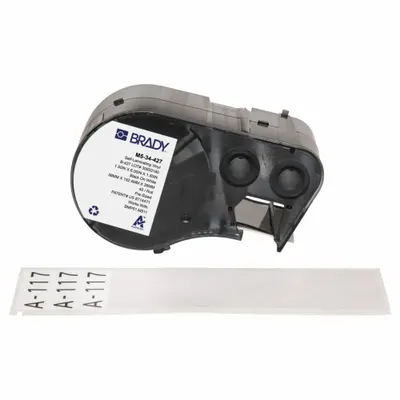 BRADY Wraparound Label: 6 in x 1 1/2 in, Vinyl, White (Matte) - Brady Precut Label Roll Cartridges
