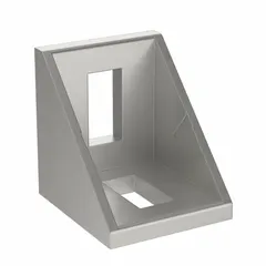 Aluminum inside corner bracket for 40 Series structural framing systems. Measures 36 mm x 36 mm x 36 mm and fits 8 mm slot width profiles. Unfinished finish. Used to form rigid 90-degree inside corners in machine guards, workstations, and industrial structures.