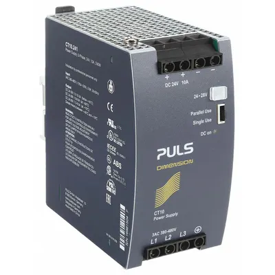 PULS DC Power Supply: DIN Rail, 240 W Output Power - Rated, 8.6 A Current - Output - DIN Rail Mount DC Power Supplies