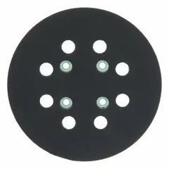 Round backing pad for power sanders with hook-and-loop attachment. Features 8 vacuum holes for dust extraction. Designed for use with MILWAUKEE 6034-21 sander.