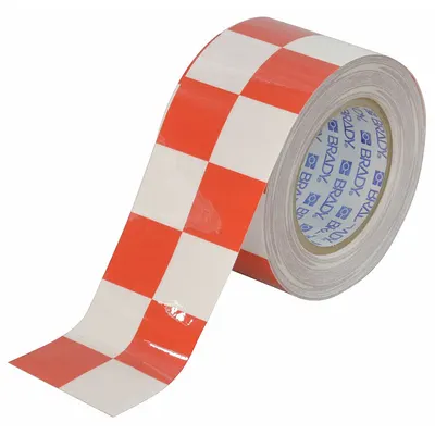 BRADY Floor Marking Tape: Gen Purpose, Checkered, Red/White, 3 in x 100 ft - General Purpose Floor Marking Tape