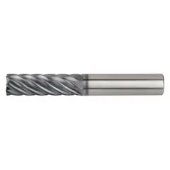 This solid carbide end mill features a corner-radius design to reduce chipping and improve tool life. The AlTiN coating enhances wear resistance for machining stainless steels and super alloys. With 7 flutes and a 20 mm diameter, it is suited for high-performance milling operations in demanding applications.