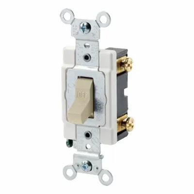 LEVITON Wall Switch: Toggle Switch, Single Pole, Momentary, Ivory, 24V AC/DC - Toggle Wall Switches
