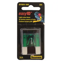 Fast-acting automotive fuse rated 30 A at 32 V DC. Standard profile with visual indication for blown fuse identification. Provides overcurrent protection for vehicle electrical circuits.