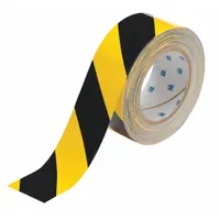 Floor Marking Tape: Gen Purpose, Striped, Black/Yellow, 2 in x 100 ft, 8 mil Tape Thick (MPN 104317)