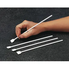 This cell lifter is made of white polypropylene and is designed for lifting cells from culture dishes. It is autoclavable for sterile handling in laboratory environments. The overall height is 8 1/4 inches.