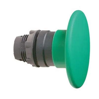 SCHNEIDER Mushroom Head Push Button: Green, 22 mm Mounting Size, Non-Metallic - Mushroom-Head Push-Button Operators