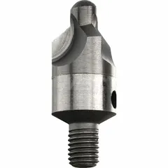 This carbide countersink features three flutes and a 90° angle, designed for creating conical recesses for flat-head screws. With a 3/32 in body diameter and 1/4"-28 threaded shank, it mounts securely in toolholders for stable, repeatable countersinking in metalworking and machining applications.