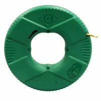 GREENLEE Fiberglass Fishtape 50ft: 50 ft Lg, Manual Wind Tape Retraction, Round Tape Shape, FTXF-50