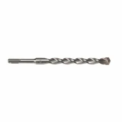This SDS-Plus drill bit is designed for rotary hammer drills to create anchor holes and through-holes in concrete, brick, and block. With a 1-inch diameter, 18-inch overall length, and 16-inch maximum drilling depth, it is suited for heavy construction and renovation applications.