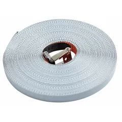 Replacement fiberglass blade for open-reel long tape measures. SAE inch markings, 100 ft length, with nonmagnetic single hook tip and hook end connection. Used for field measurement tasks such as surveying, construction layout, and engineering distance checks.